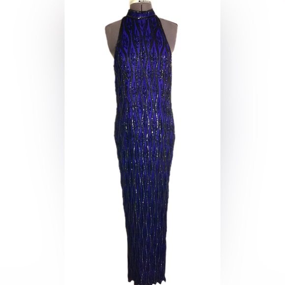 Stenay Beaded Silk Evening Gown Size 10 Vintage - Picture 1 of 17